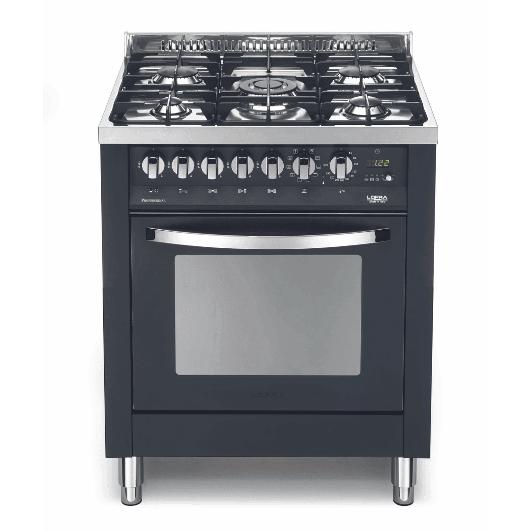 Rainbow 70 cm Dual Fuel Range Cooker - Black Matte - Lofra Cookers