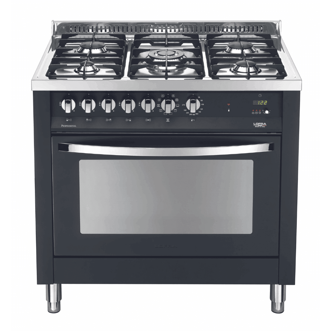Rainbow 90 cm Dual Fuel Range Cooker - Black Matte - Lofra Cookers