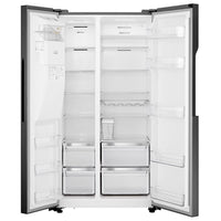 Teknix THSBS1791INBIX American Fridge Freezer Ice + Water Non-Plumb 90Cm Black Steel