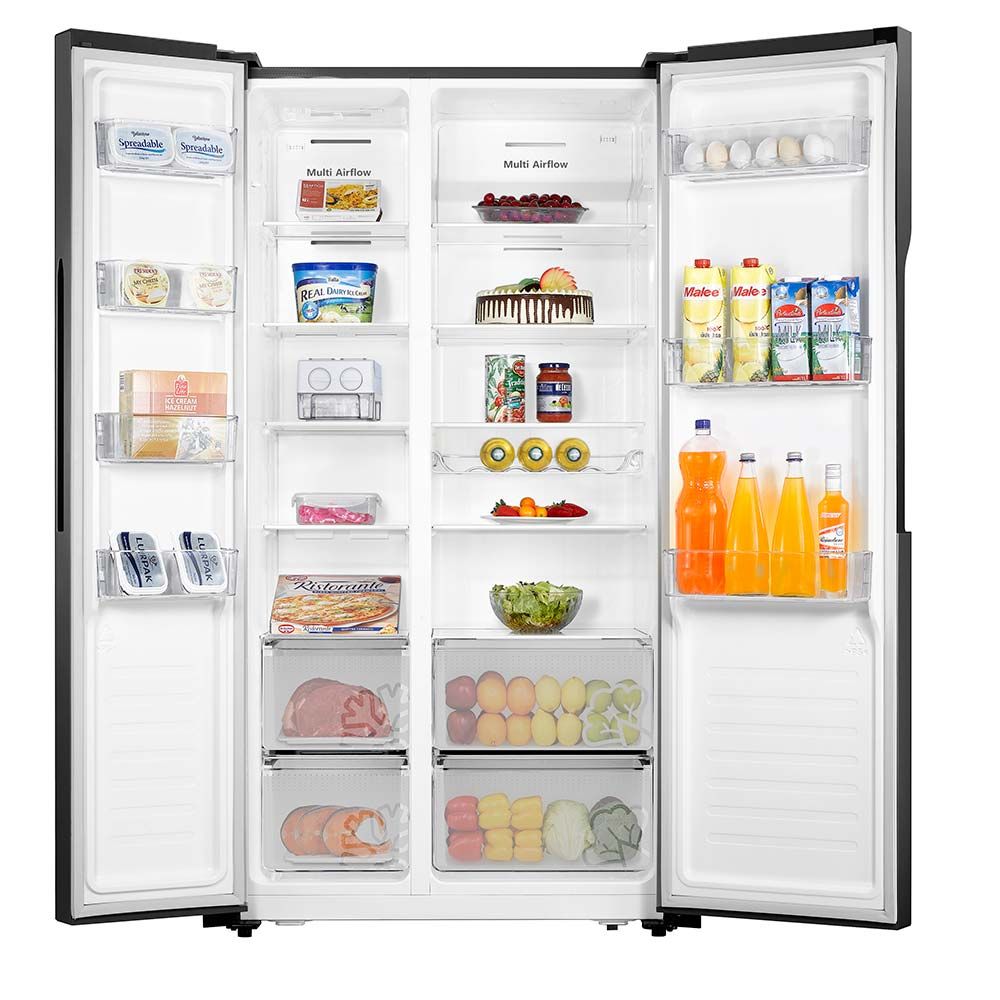 Teknix THSBS1791PBIX American Fridge Freezer Black Steel