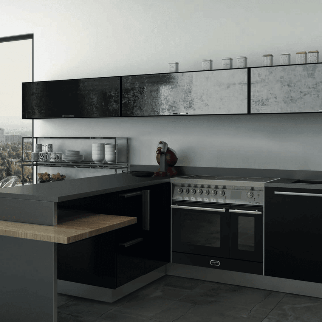 Venezia 90 cm Double Oven Dual Fuel Range Cooker - Black Matte - Lofra Cookers