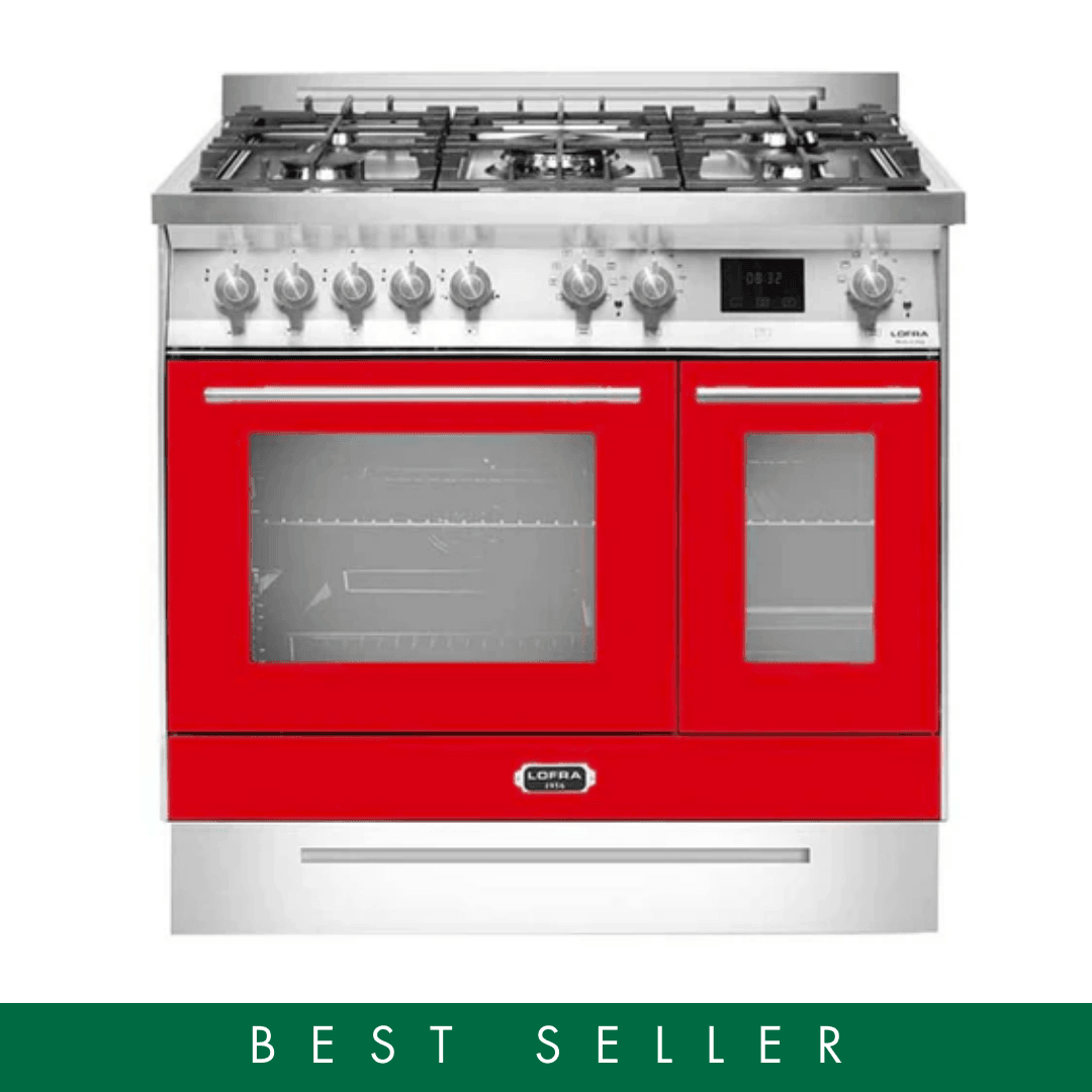 Venezia 90 cm Double Oven Dual Fuel Range Cooker - Red Fire - Lofra Cookers