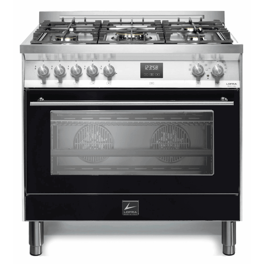 Venezia 90 cm Dual Fuel Range Cooker - Black Matte - Lofra Cookers