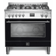 Venezia 90 cm Dual Fuel Range Cooker - Black Matte - Lofra Cookers