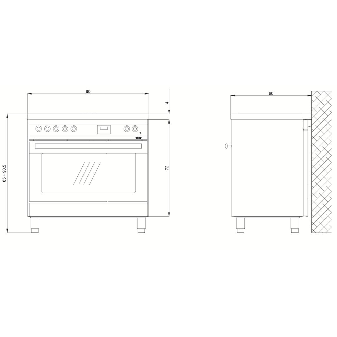 Venezia 90 cm Electric Fuel Cooker - Black Matte - Lofra Cookers