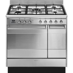 Smeg SUK92MX9-1 90cm Concert Dual Fuel Range Cooker, Stainless Steel