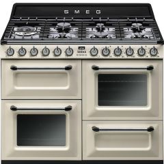 Smeg TR4110P1 110cm Victoria Dual Fuel Range Cooker, Cream